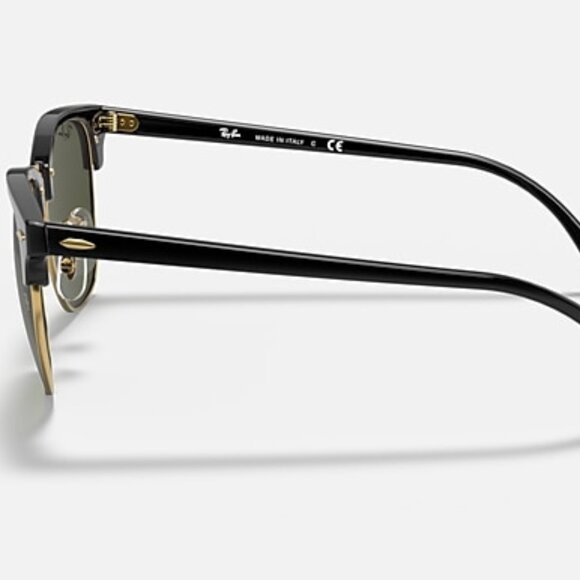 Ray-Ban RB3016 Clubmaster Black on Gold G-15 Green 49-21 - Picture 2 of 4